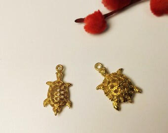 10 Pieces Gold Small Turtle Pendants - Earring Pendants - Necklace Pendants - Jewelry Making Accessories