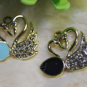 10pcs Micro zircon pavé inlaid pendant-Couple swan single hole pendant-Diy jewelry making pendant