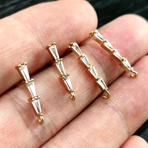 2pcs / 10pcs Gold Tone Zircon Bar Boucles d&#39;oreilles, Boucles d&#39;oreilles en pierre tchèque, Boucles d&#39;oreilles CZ, Boucle d&#39;oreille plaquée or, Accessoires de boucle d&#39;oreille