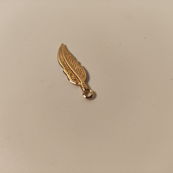 14k electroplated real gold leaf earrings charm, golden feather earring pendant, necklace pendant, earring production and supply, wholesale