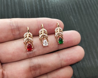 4pcs Gold Plated Micro Zirconia Inlaid Single Hole Earring Pendant-Earring Pendants-Gemstone Accessories-Jewelry Making