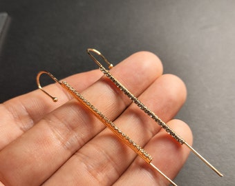 Gold Plated Thread Earrings, Chain Earrings,  Edgy Earring Ear Pin Ear Needle Piercing Gold Ear Needles Ear Bar Needle-earring  wholesale