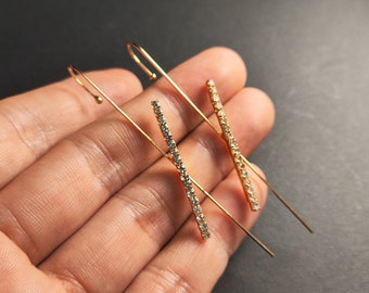 Extended needle ear hook, cross ear ear hook, FLUTE ear hook, single earring Edgy earring, curved needle ear line, simple ear hook wholesale