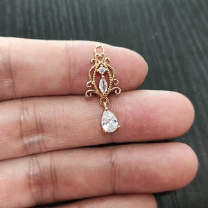 10 Pieces Delicate Earring Pendants Cubic Zirconia Pendants, CZ Gold Earring Charms, Floral Earring Connectors - Jewelry Making Supplie
