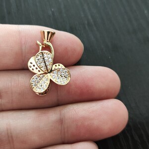 4pcs Cubic Zirconia Pendant, CZ Gold Earring Pendant, Find Connector, Jewelry Making Supplies Earrings, Lucky Charm Pendant