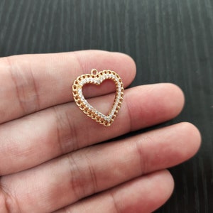 4pcs zircon peach shaped pendant charm, gold-plated lace edge earrings charm, bracelet necklace pendant discovery, jewelry production supply