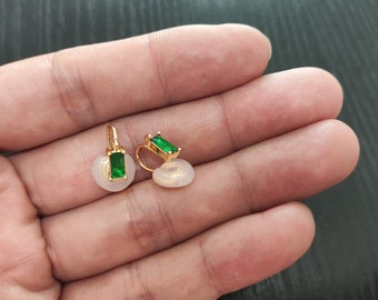 4 Piece Clip On Earrings - Green Zircon Inlaid Pierced Stud Earrings - Earring Pendant - Jewelry Making