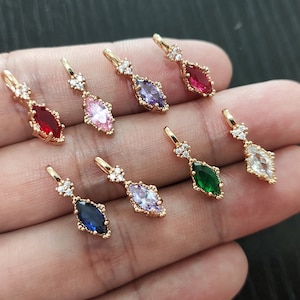 10pcs Colorful Lucky Bead Earring Charm - Gold Plated Earrings Necklace Pendant - Zircon Inlaid Pendant Connector - Jewelry Making Tools