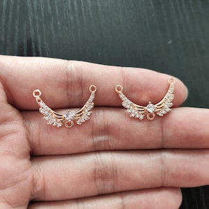 4pcs Delicate Angel Wings Earring Pendant Connector - Gold Plated Pendant - Necklace Pendant Connector - DIY Gemstone Making Accessories