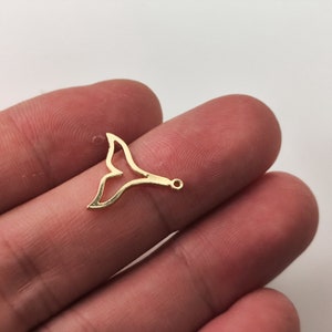10pcs Electroplating 14K real gold earrings, mermaid tail fins, shark tail fins, necklaces, bracelets, jewelry making and supply，15x14.5mm