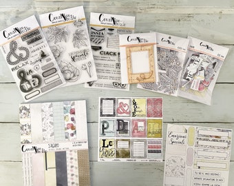 Bundle di carte, abbellimenti e timbri per Scrapbooking