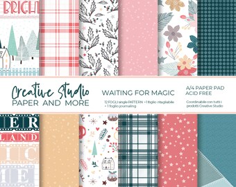 set carte digitali natalizie a/4 + 2 fogli ritagliabili