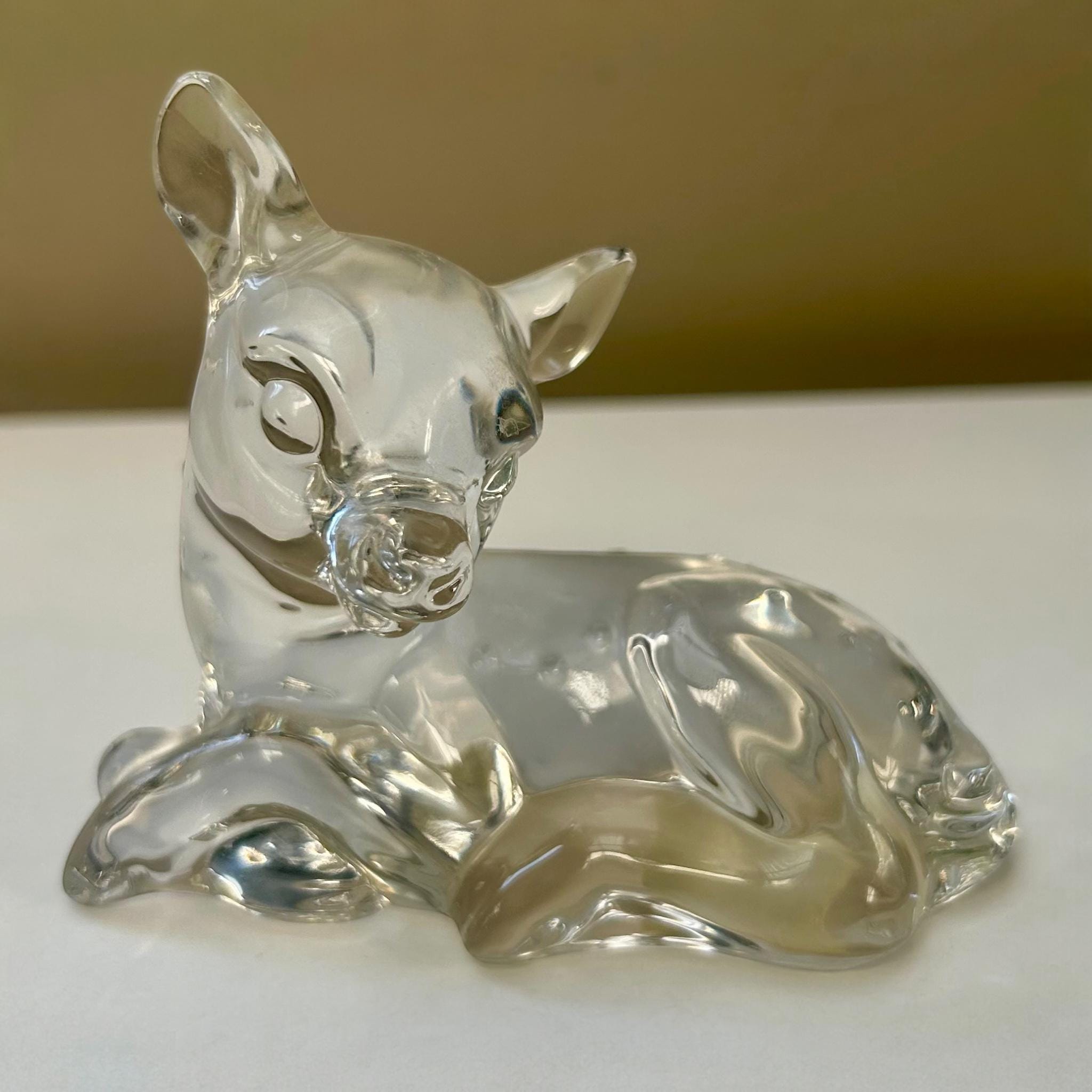 Vintage Princess House Germany Pets Deer Fawn Figurine 24% Lead Crystal Paperweight Collectable