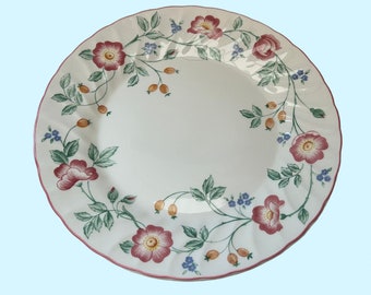 Vintage Churchill ‘Briar Rose’ Dinner Plate, Floral Plate, Scalloped Pink Rim, Main Plate,  Large Plate, Dinnerware, Dinner Set, Tableware