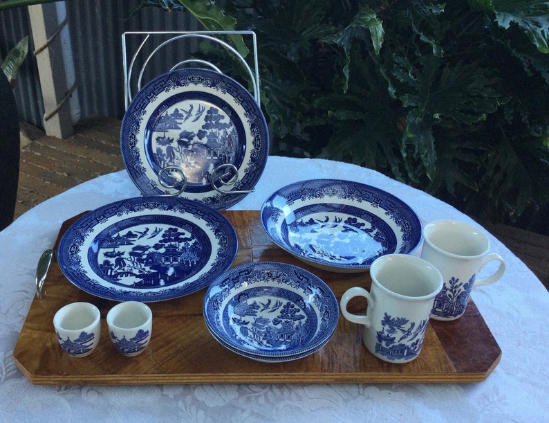 Churchill England blue Willow 9 Pc Dinner Set Breakfast Etsy