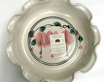 Vintage Yarra Glen Pottery Australia Spring Blossom Fluted Serving Quiche Pie Dish
