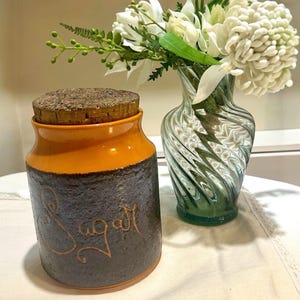 Vintage Hanstan & Sons Australian Pottery Canister - Retro 1970s Sugar Jar for Mid-Century Modern Farmhouse Kitchen