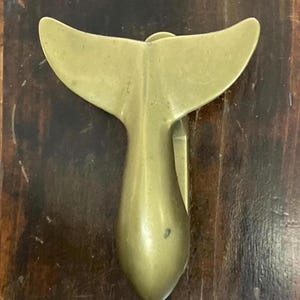 Vintage Brass Whale Tail Door Knocker | Nautical Coastal Door Hardware | Beach House Entry Decor | Maritime Home Accent