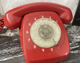 1960's Vintage Red Rotary Dial telephone - style 801 made by PMG