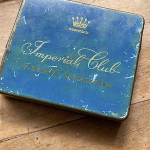 Small Vintage Imperial Club Cigarette Tin, Stylish Blue Tin, Gift for  Collector, Male Interior Styling