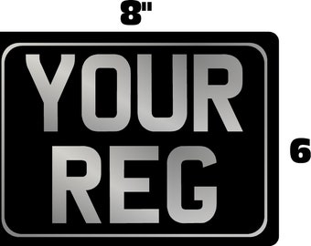 8” x 6” black and silver motorcycle Motor Bike Novelty number plate Free Postage reflective