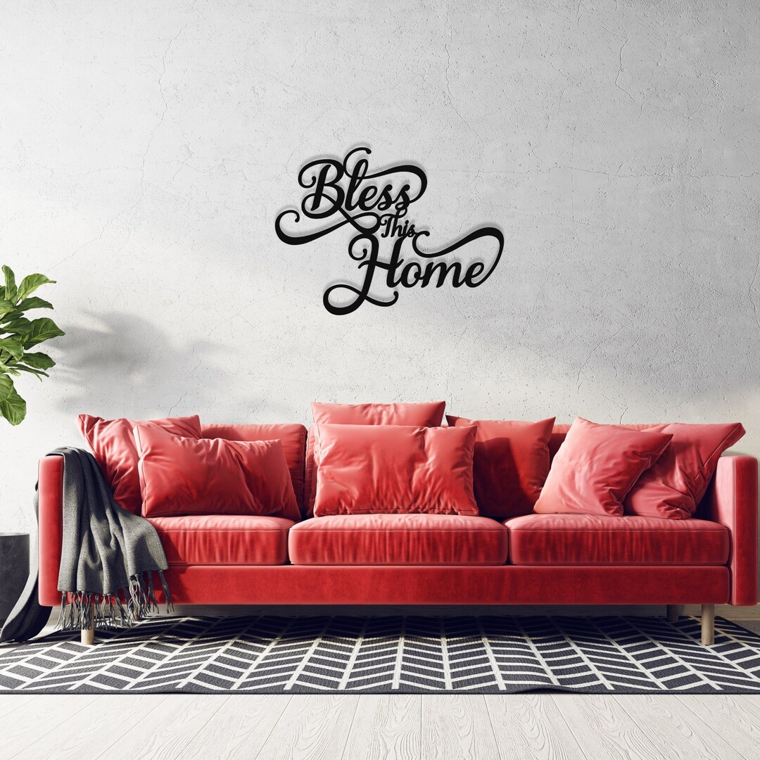 Bless This Home Metal Wall Sign Metal Quotes Wall Art Bless Etsy