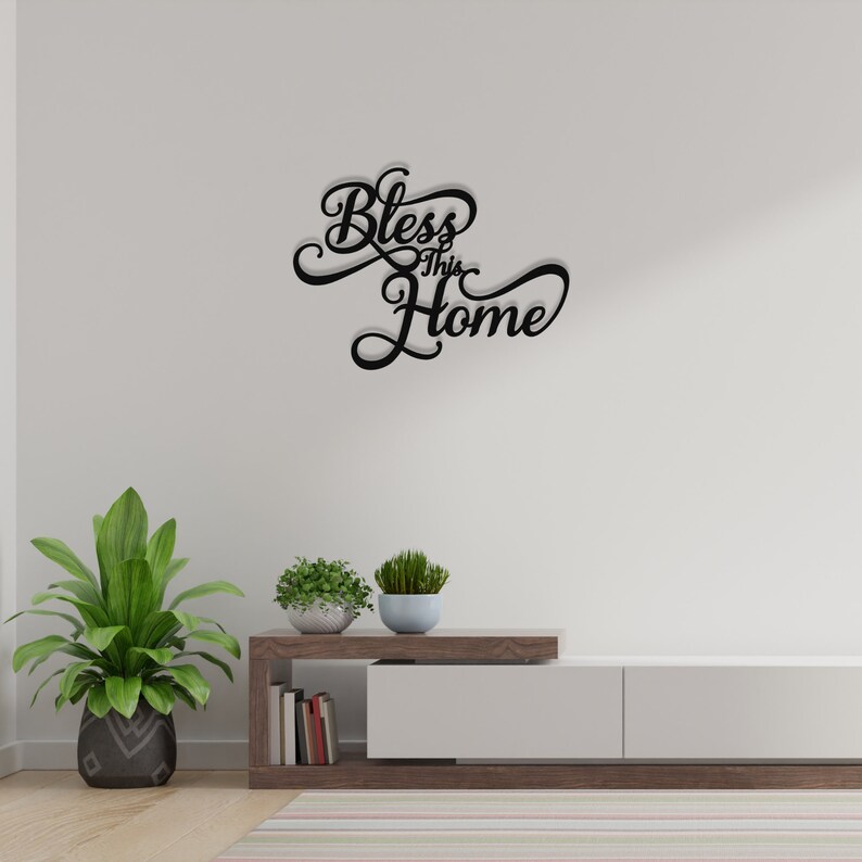 Bless This Home Metal Wall Sign Metal Quotes Wall Art Bless Etsy