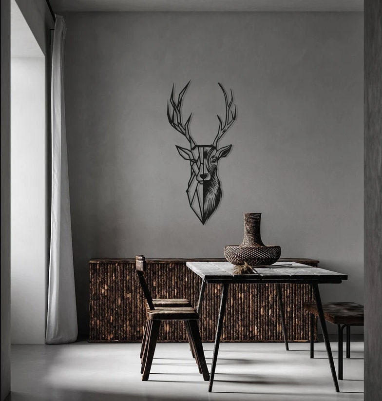 Metal Deer Wall Art Reindeer Wall Art Deer Wall Decor Black Etsy