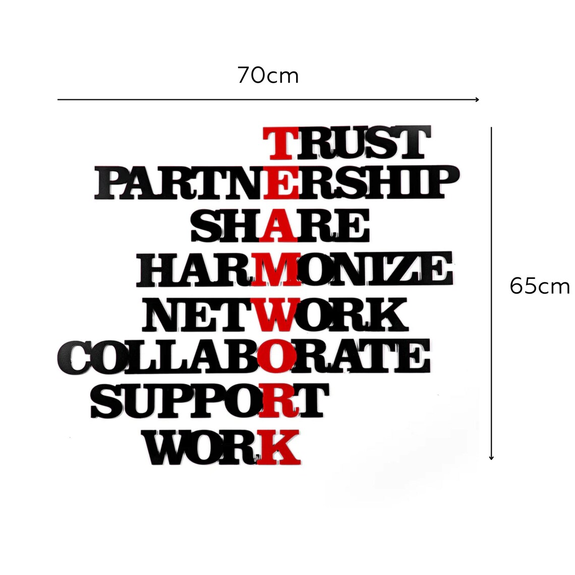 Teamwork 3D Metal Wall Art, Office Wall Decor, Motivational Wall Art