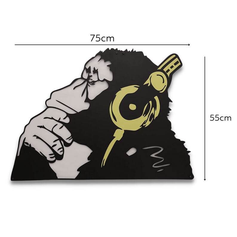 DJ Monkey Wall Art Monkey With Headphones Metal Wall Art Etsy