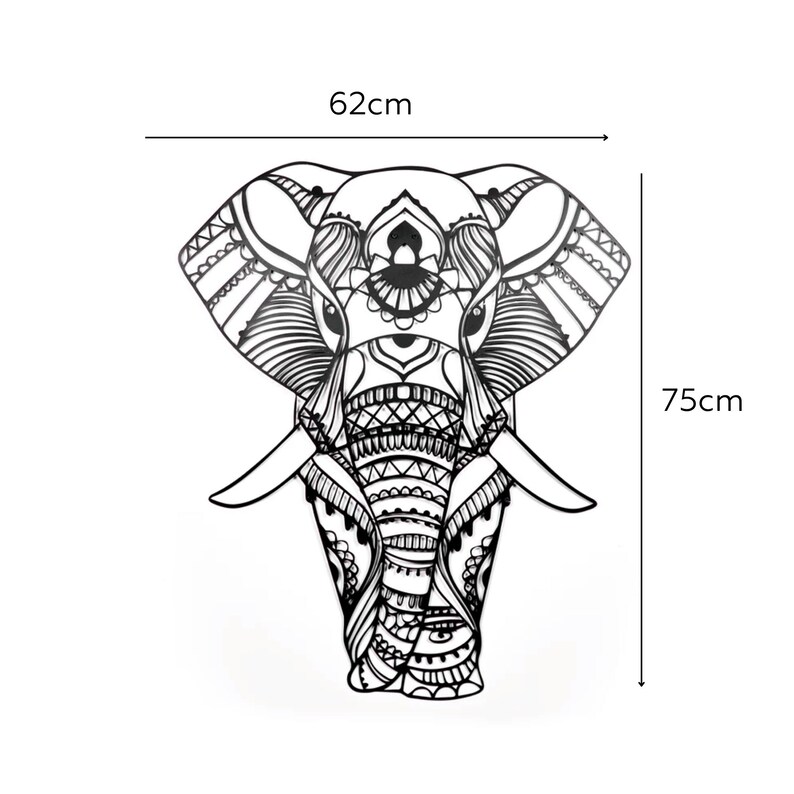 Metal Elephant Wall Art, Geometric Elephant Metal Wall Art, Large Wall