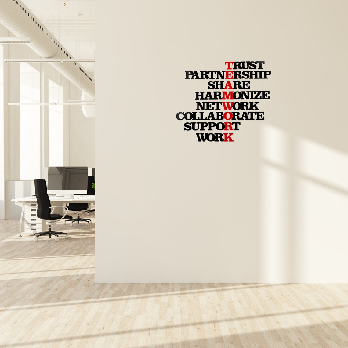 Teamwork 3D Metal Wall Art, Office Wall Decor, Motivational Wall Art