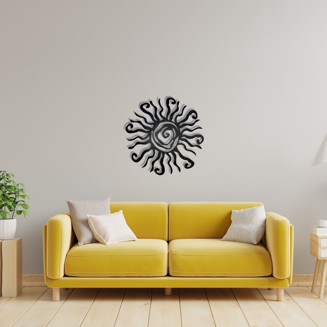 Metal Sun Wall Art Wacky Sun Metal Wall Art Abstract Metal Etsy
