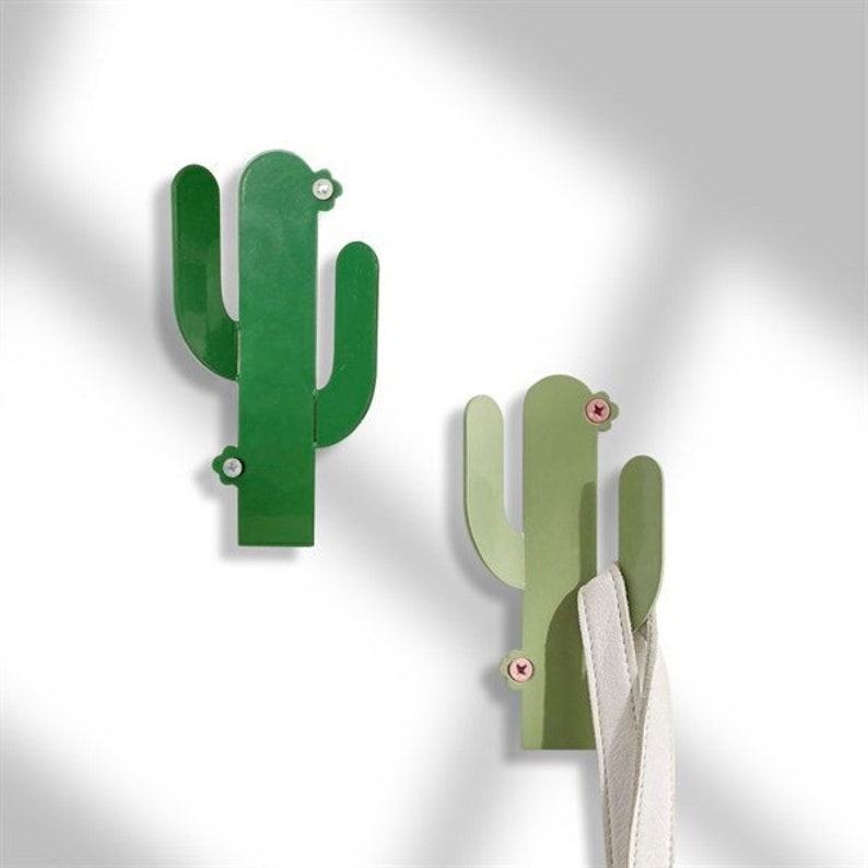 Set of 4 Metal Cactus Coat Hooks Cute Wall Hooks Metal Etsy