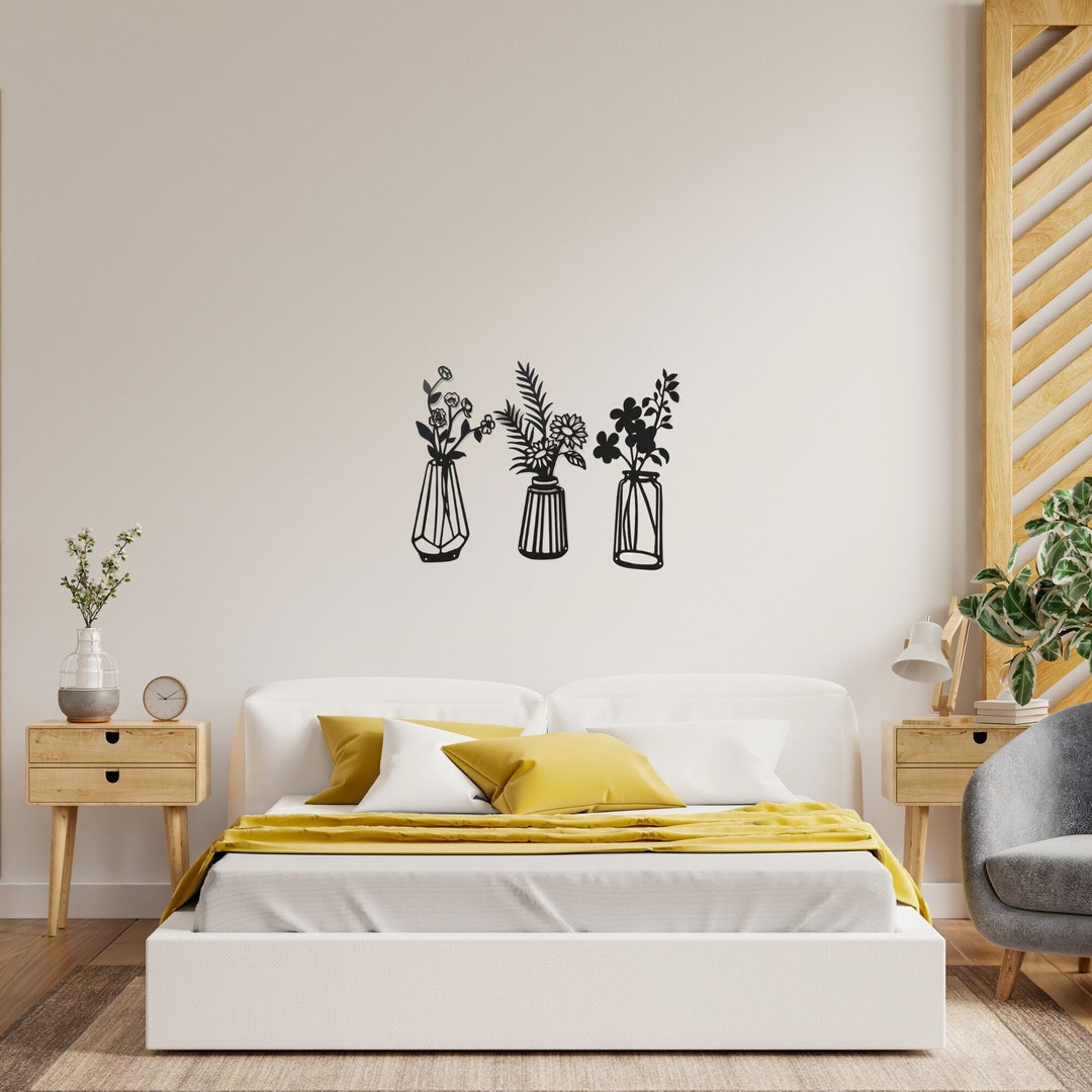 Set of 3 Flower in Vase Wall Art Spring Flowers Wall Decor Etsy