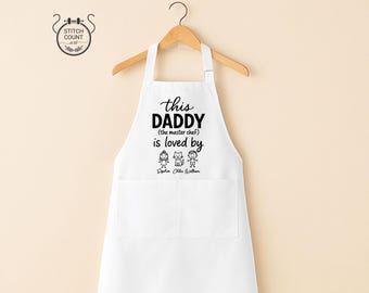Aventais personalizados para o melhor pai, presentes personalizados para o Dia dos Pais, avental engraçado para churrasco com nomes de crianças, presente de cozinha para o papai, presentes para novos pais