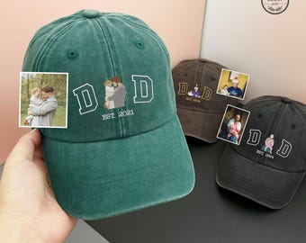 Embroidered Photo Portrait Dad Hat, Personalised Family Sketch Dad Vintage Caps, Dad Hat with Est Year, Father's Day Gift, Dad Birthday Gift