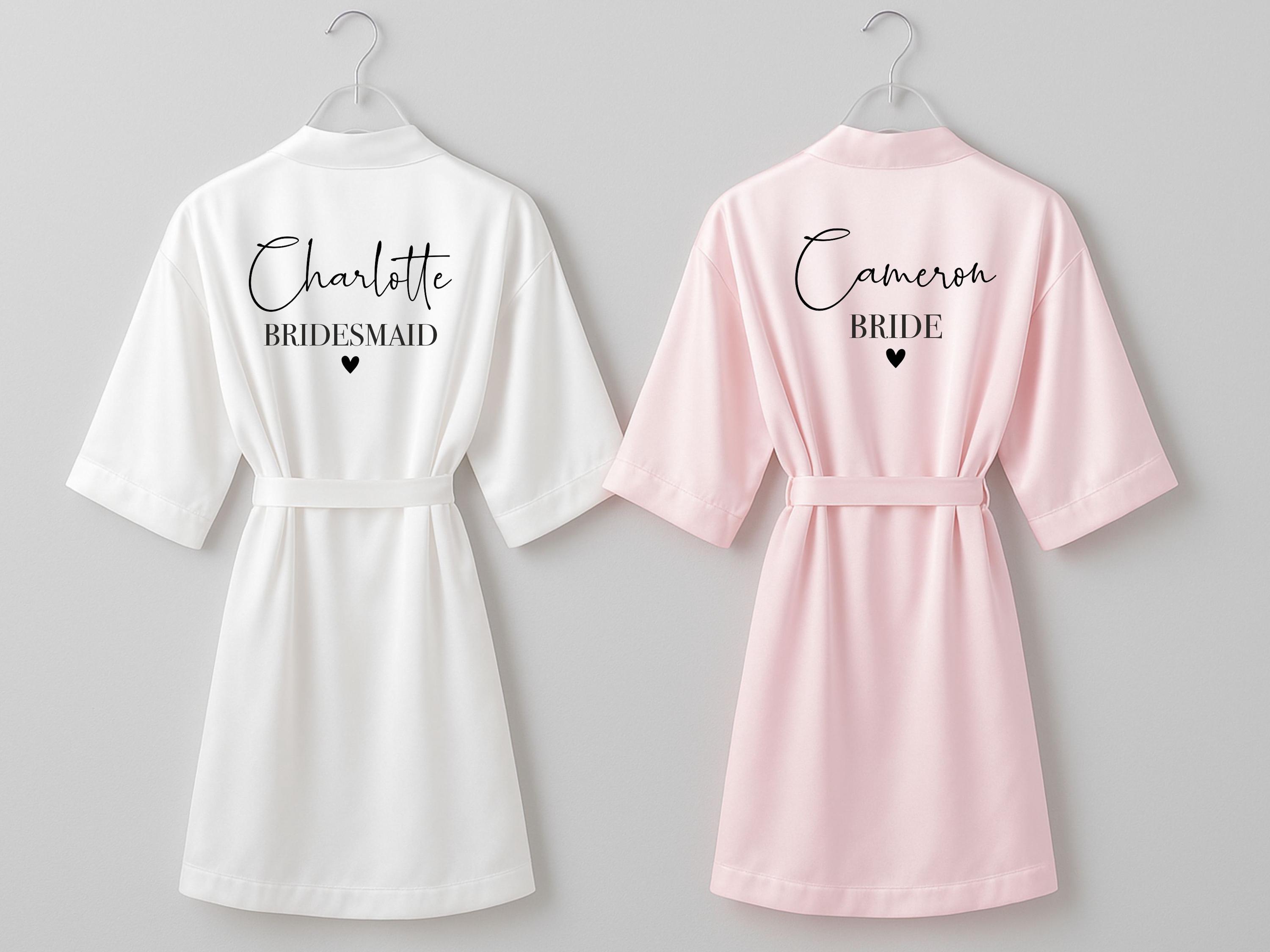 Personalised Bride/Bridesmaid Robes, Custom Satin Robe with Name or Initials, Bridal Shower Gifts, Wedding Morning Outfits, Bride Dressings