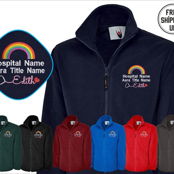 Embroidered Custom Nurse Fleece Jacket, Custom Name Hospital/Department Medical Logo Fleece Jacket, National Healthcare Doctor Nurse Outfit