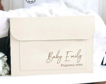 Benutzerdefinierter Text Schwangerschaftsnotizenordner, personalisierter Mutterschaftsanmerkungsordner, Babyname gedruckter IVF-Dokumentenhalter, Geschenk für Schwangerschaftsankündigung
