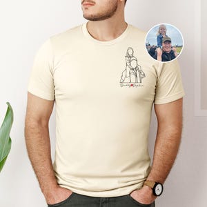Custom Dad Shirt with Kids Portrait, Personalised Fathers Day Gift, Photo Outline Tee