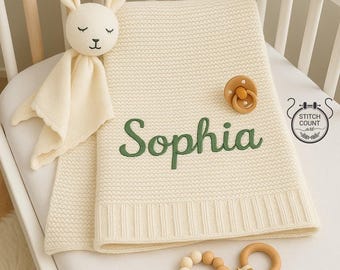 Gepersonaliseerde babynaamdeken, aangepaste naamdeken, geborduurde naam kinderwagendeken, babyshower, cadeau pasgeboren baby, babydeken