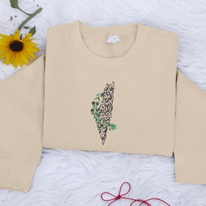 Pull ras du cou avec broderie Palestine, carte de la Palestine, sweat-shirt arabe, pulls confortables unisexes adultes, vêtements Palestine, livraison gratuite au Royaume-Uni