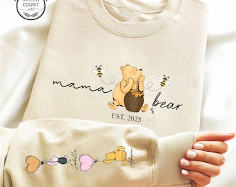 Personalised Mama Bear Sweatshirt, Custom Mum Sweatshirt with Children's Names, Momma Bear Printed Jumpers, New Mom Gifts, Gifts for Mama