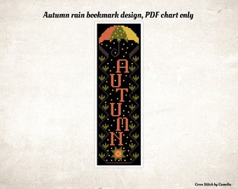 Autumn Bookmark Cross Stitch Pattern: DIY Embroidery (PDF Pattern)