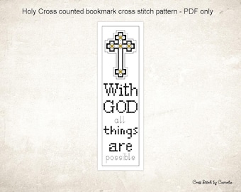 Holy Cross Bookmark Cross Stitch Pattern, Beginner DIY (PDF)