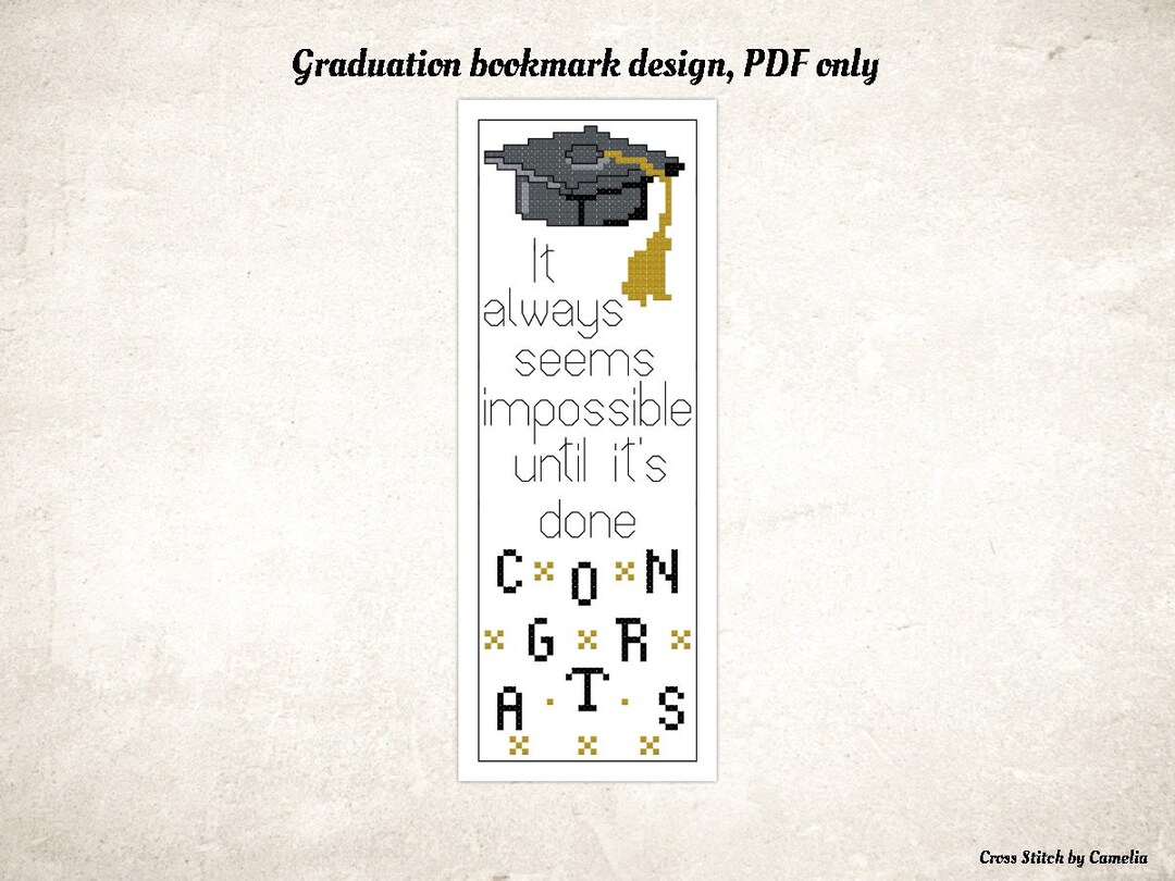Graduation Counted Cross Stitch Bookmark Pattern PDF Bookmark DIY