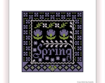 Floral Spring Cross Stitch Sampler Pattern (PDF)