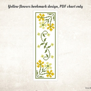 Yellow Flowers Bookmark Cross Stitch Pattern: Beginner DIY (PDF Pattern)