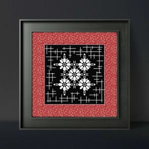 Monochrome Floral Cross Stitch Pattern: Etnofolk Beginner Embroidery (PDF)